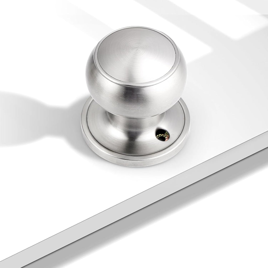 Dummy Door Knob Brushed Nickel Finish Interior Door Knobs 2 Pack, Colonial Ball Inactive Door Knob Hardware, One Side