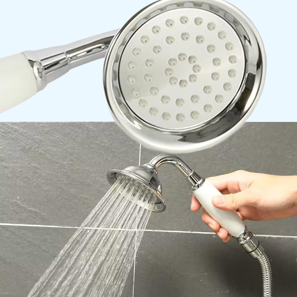 Vintage Hand-held Shower Rain Sprayer Telephone Shaped Ceramic Shower Head with 59 Inch Hose (Chrome Finish)
