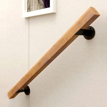 5FT Wooden Stair Handrails, Hand Railings for Stairs Indoor Outdoor, Sturdy Safety Wall Mount Support, Non-Slip
