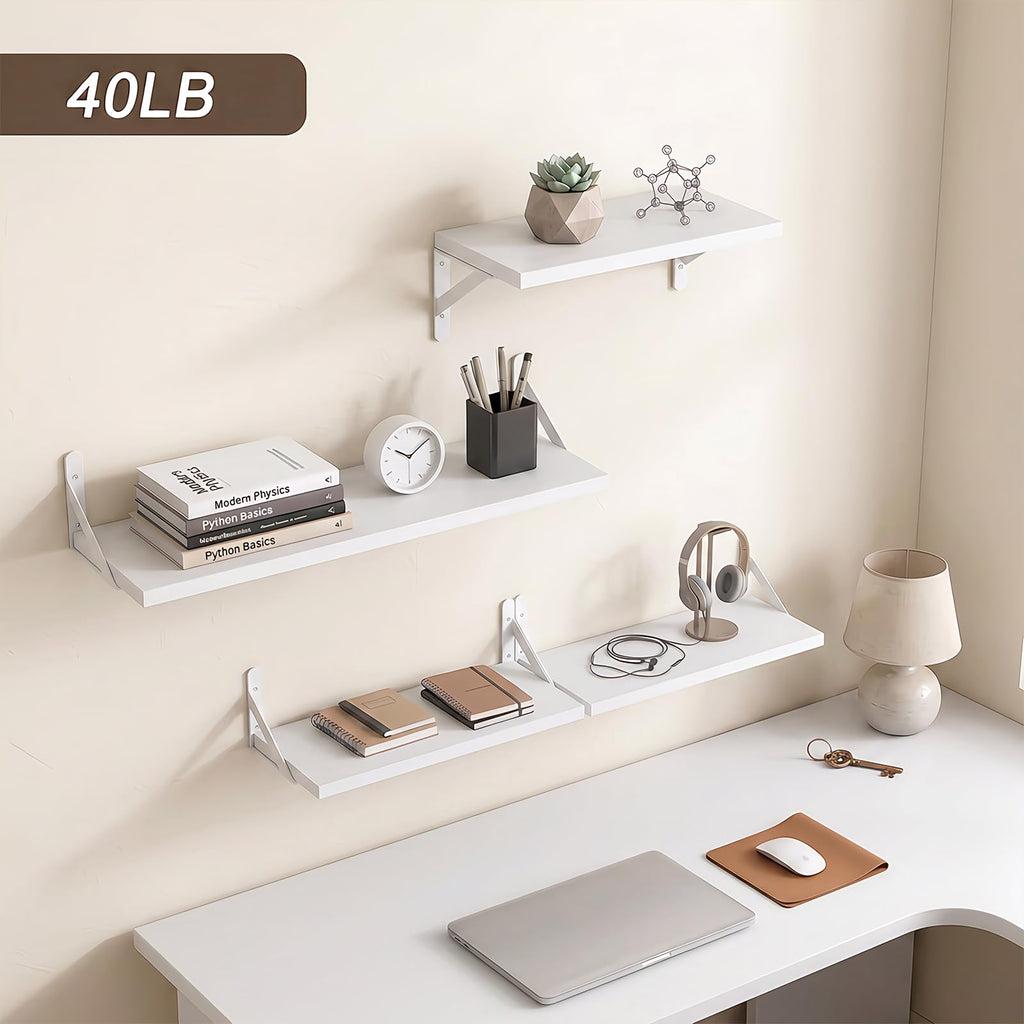 4 Different Sizes Floating Shelves for Wall Home Decor, White