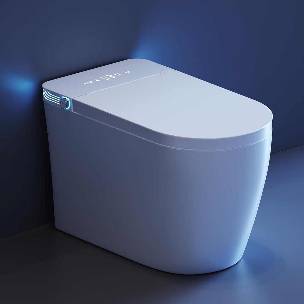 Smart Toilet with Bidet Built in, Bidet Toilet with Heated Seat and Night Light,Warm Water Wash&Dry
