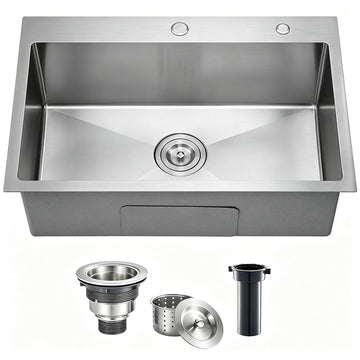 33 Inch Drop In - 11 Gauge Stainless Steel Single Bowl 33x22 Top Mount