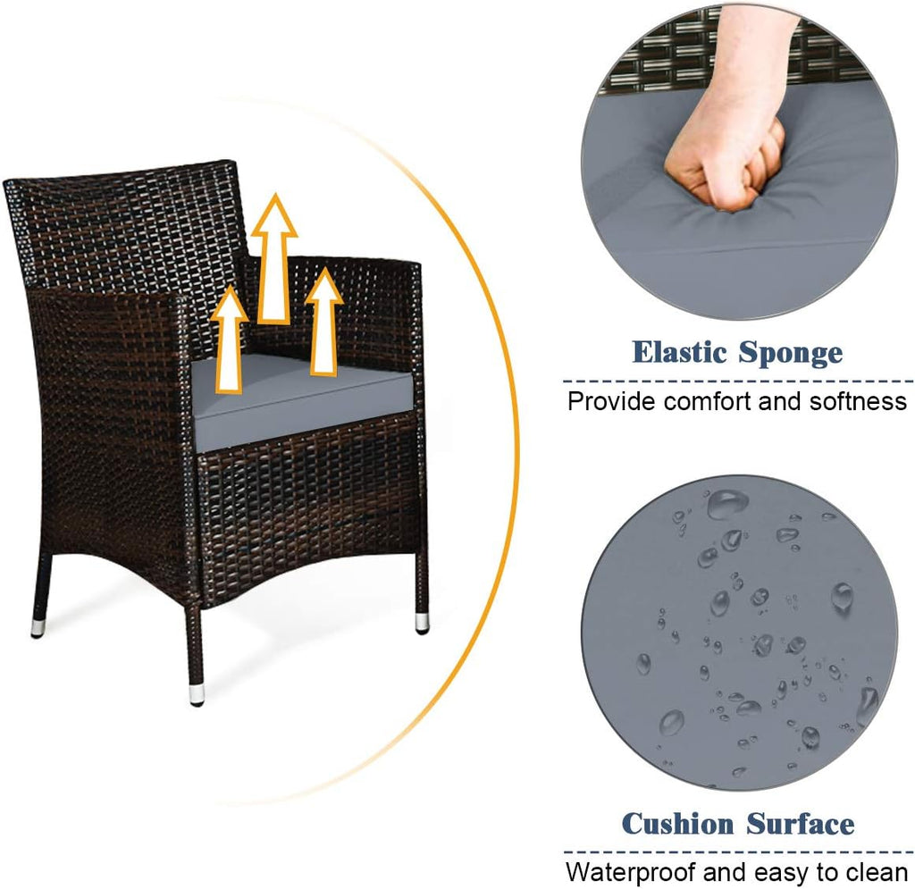 4-Piece Rattan Patio Set, Outdoor/Indoor Wicker Conversation Set for Pool, Backyard, Lawn