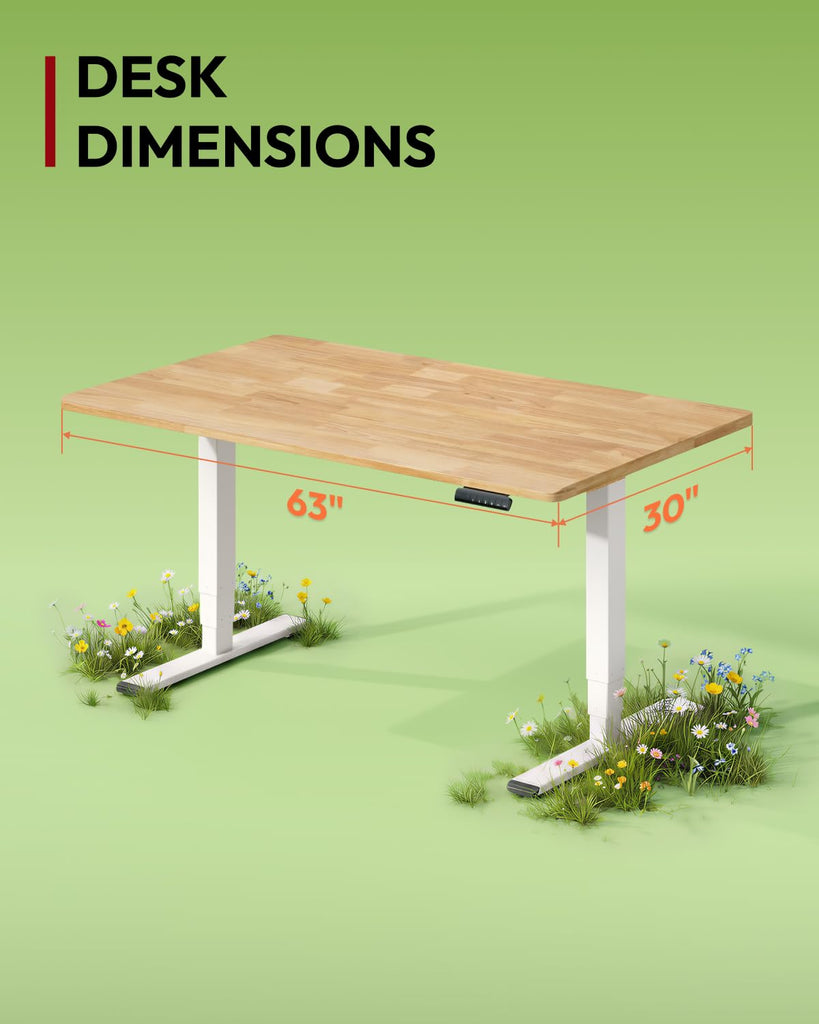 Solid Wood Dual Motor Standing Desk-63"x30"-Maple/White
