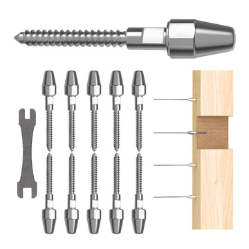 5 Pairs Cable Railing Kit Tensioner, Right&Left Handed Thread Swageless Lag Screws for Wood Post of 1/8" T316 Marine