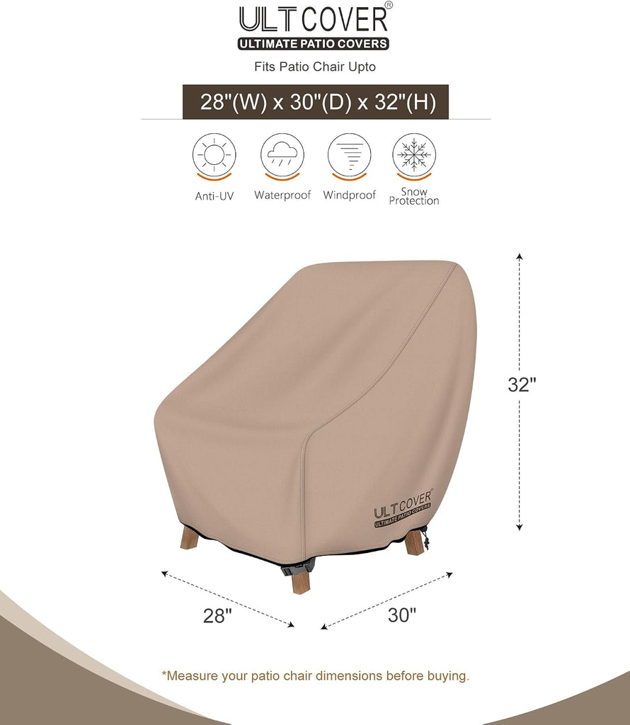 Waterproof Patio Chair Cover - Outdoor Lounge Deep Seat Single Lawn Chair Cover Fits Up to 28W x 30D x 32H inches