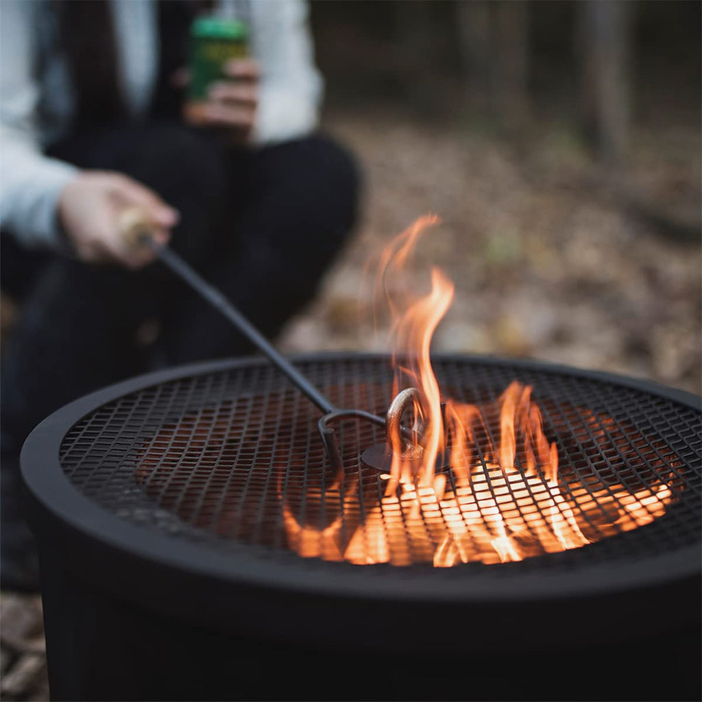 Round Flat Spark Screen and Screen Lift for Ridge Portable Fire Pit, Black