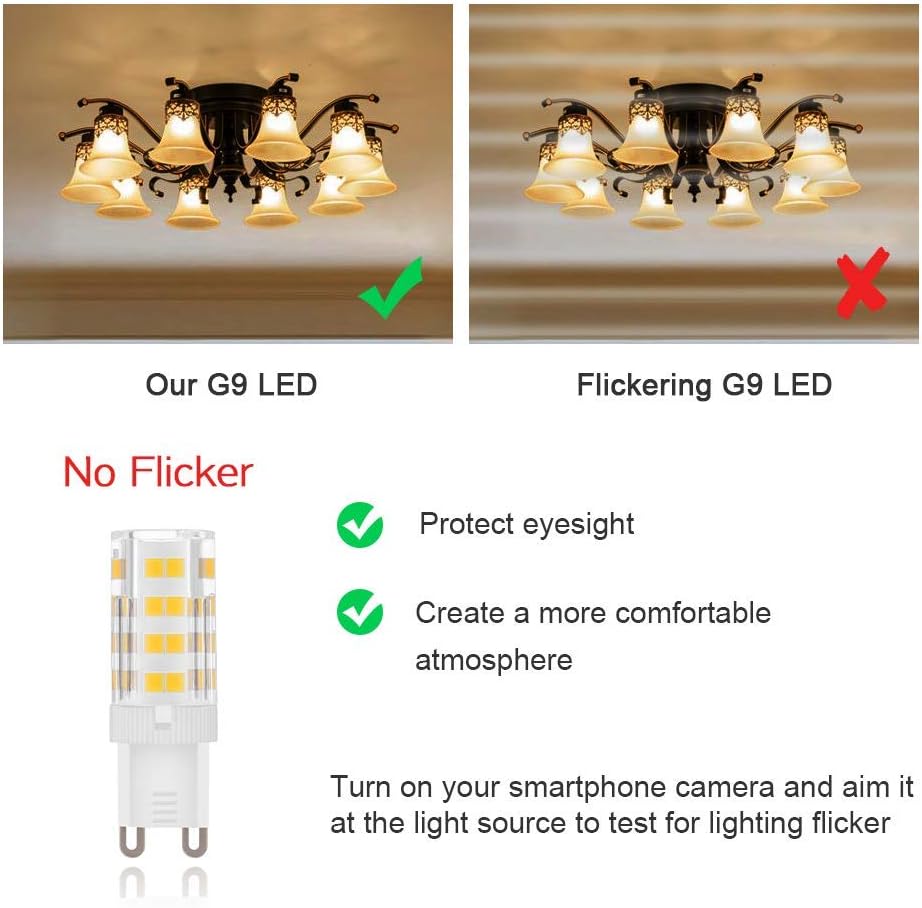 Bi Pin Base G9 LED Bulb 120V 4W 3000K Warm White 2 Pack