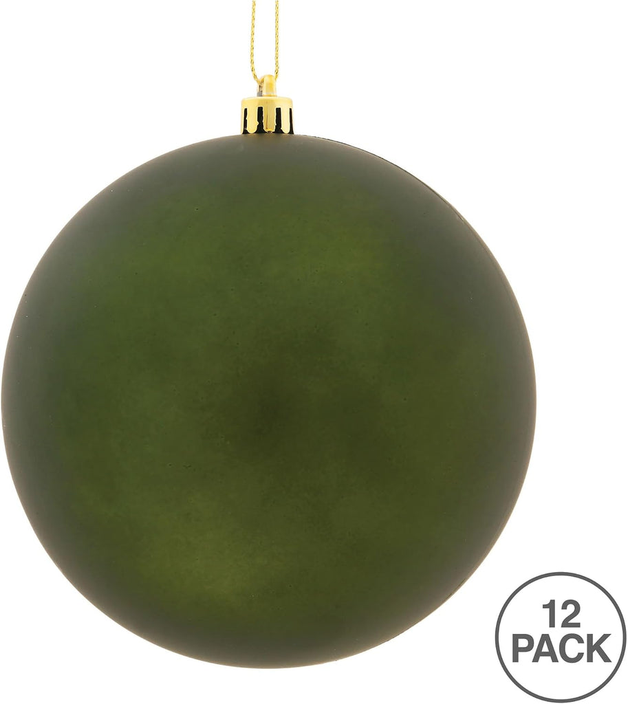 3" Moss Green Matte Ball Ornament. Includes 12 Ornaments per Pack.
