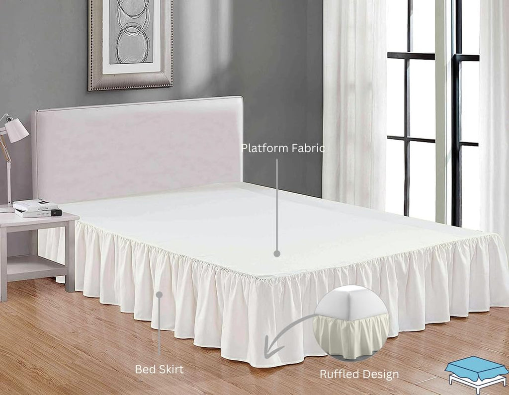 Ruffle Bed Skirt with Split Corners, Microfiber Dust Ruffled for a Perfectly Tailored Bedding Ensemble, Wrinkle and