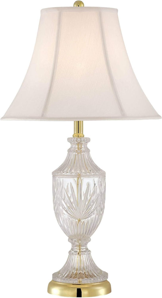 Traditional Glam Style Table Lamp 26.5" High Cut Glass Urn Brass Gold Metal Clear White Cream Bell G
