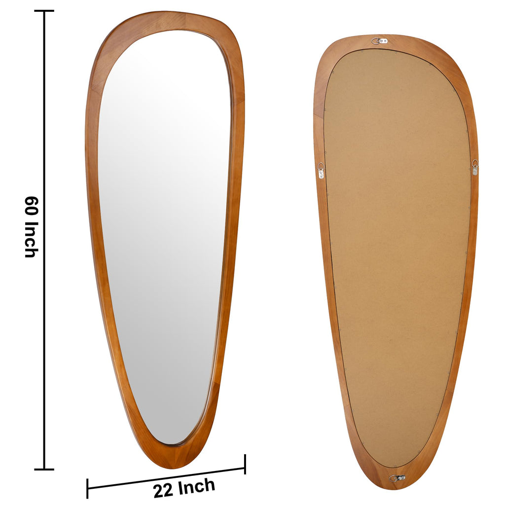 Irregular Asymmetrical Full Length Wall Mirror, 60"x22" Wooden Framed