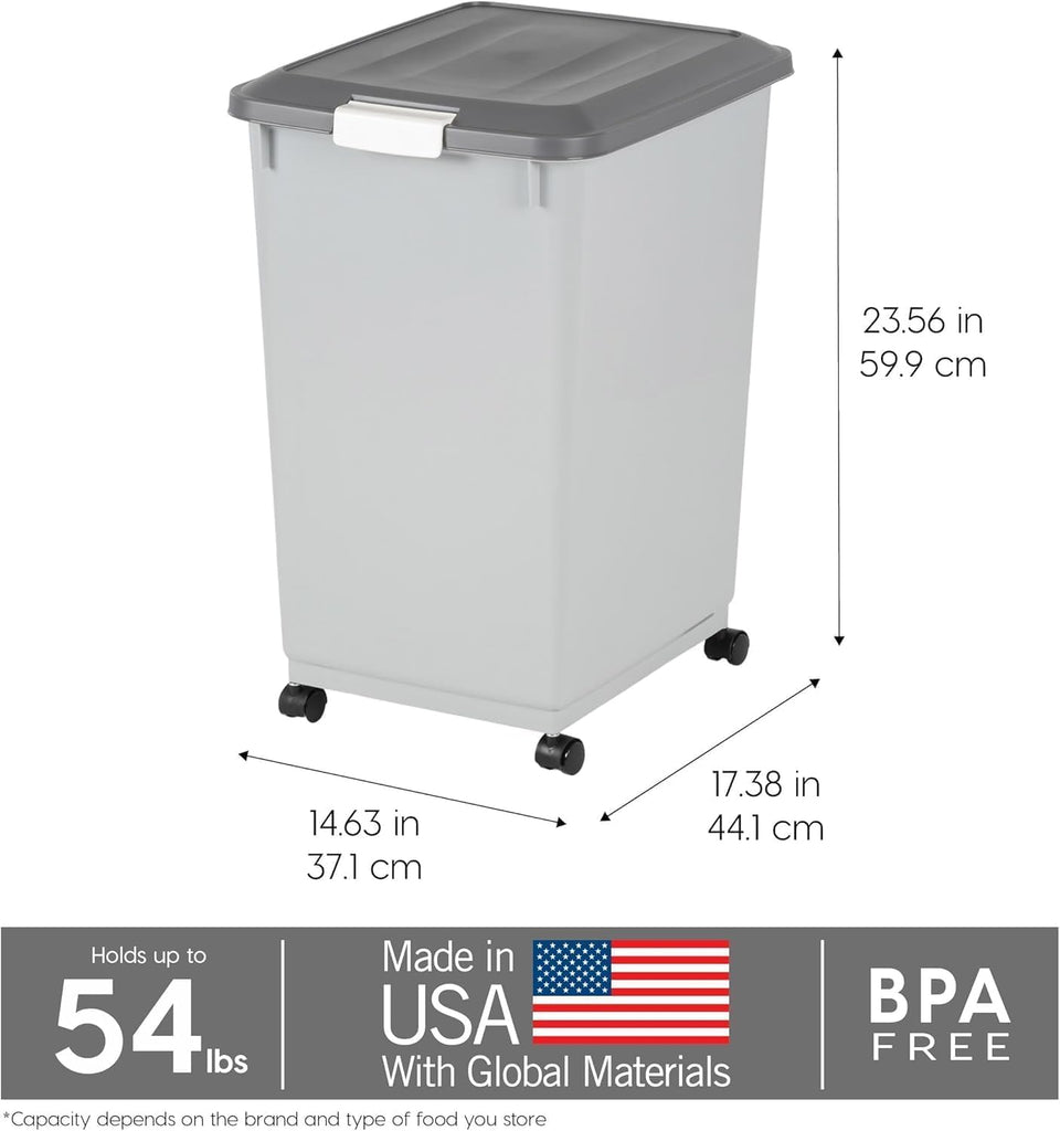 USA Dog Food Storage Container, Up to 54 lbs, Gray/Dark Gray