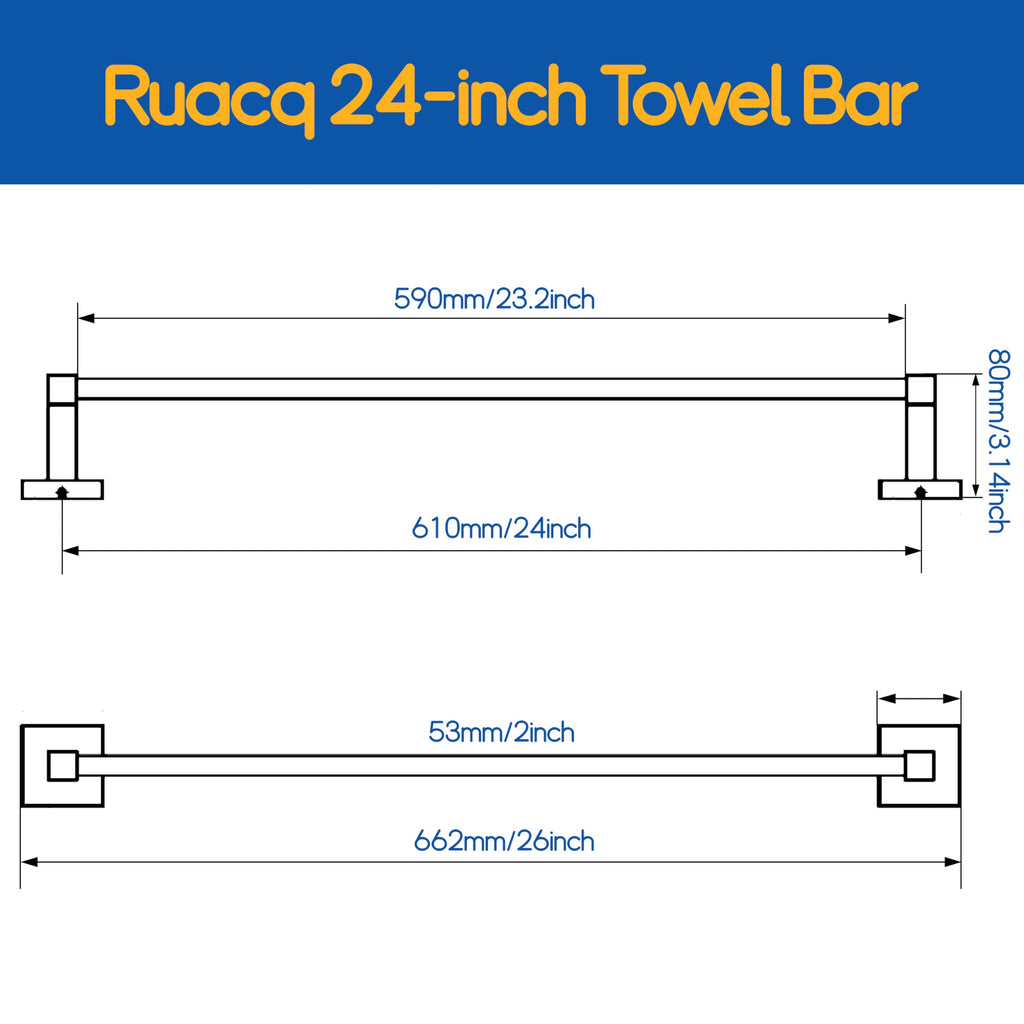 Towel Bar 24" Towel Racks Wall Mounted, Chrome