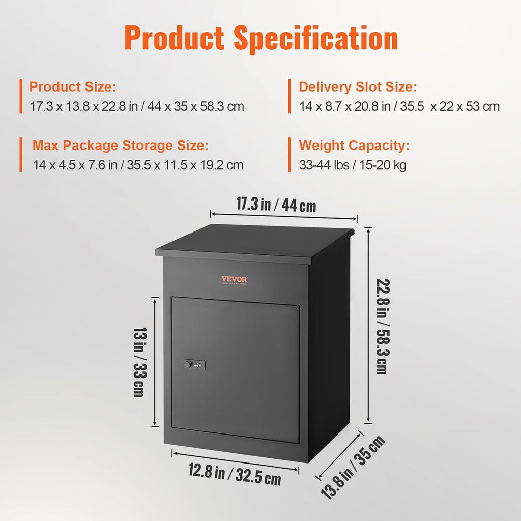 Package Delivery Boxes Mailbox with Coded Lock, Galvanized Steel Wall Mounted Mailboxes 17.3"x13.8"x22.8"