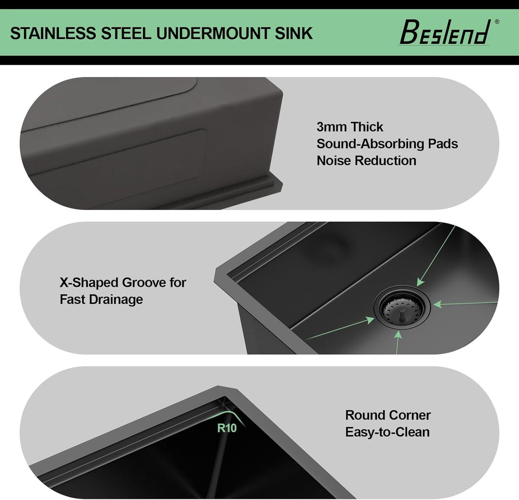 30 Inch Black Undermount