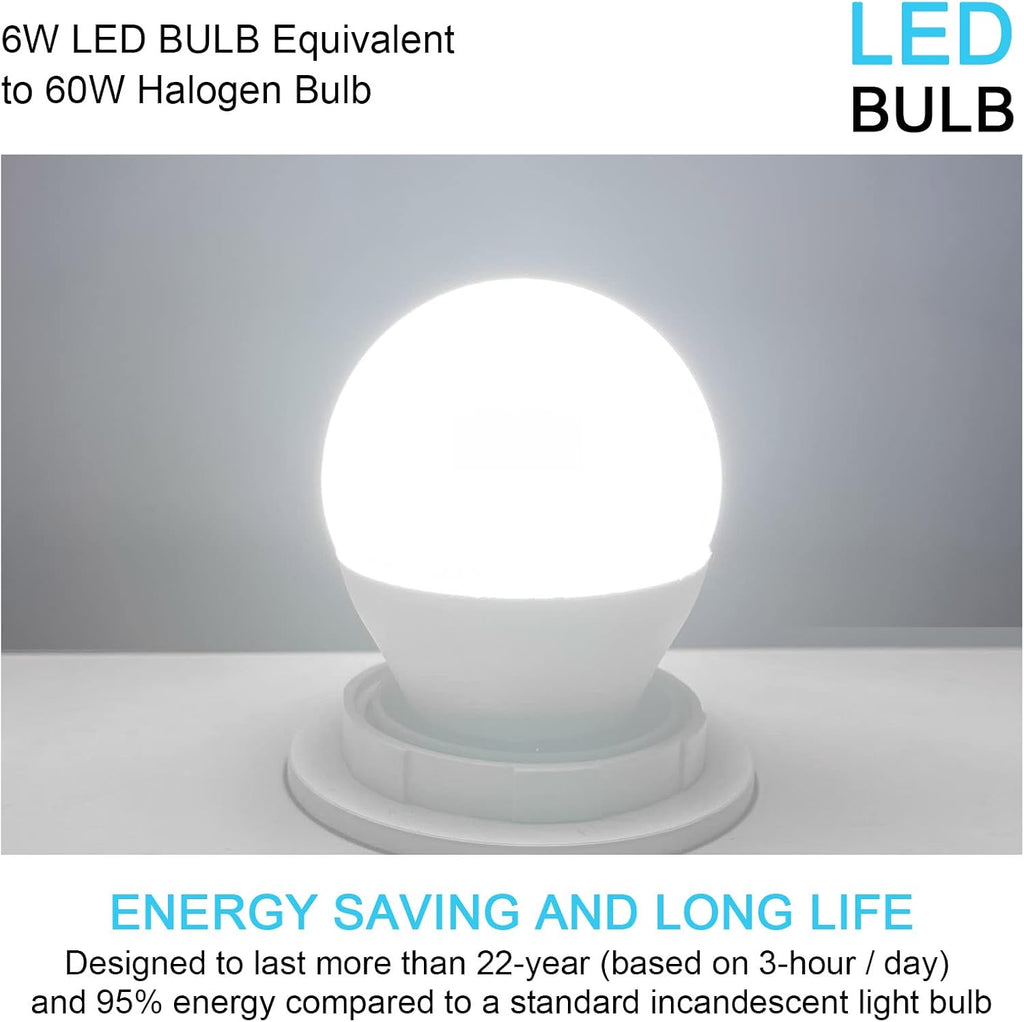 6W E26 Small Globe LED Bulb 60W Equivalent G45/A15 E26 Standard Screw Base