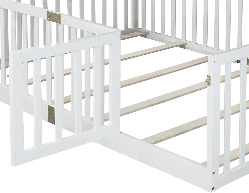 Full Size Floor Bed with Slats and Door