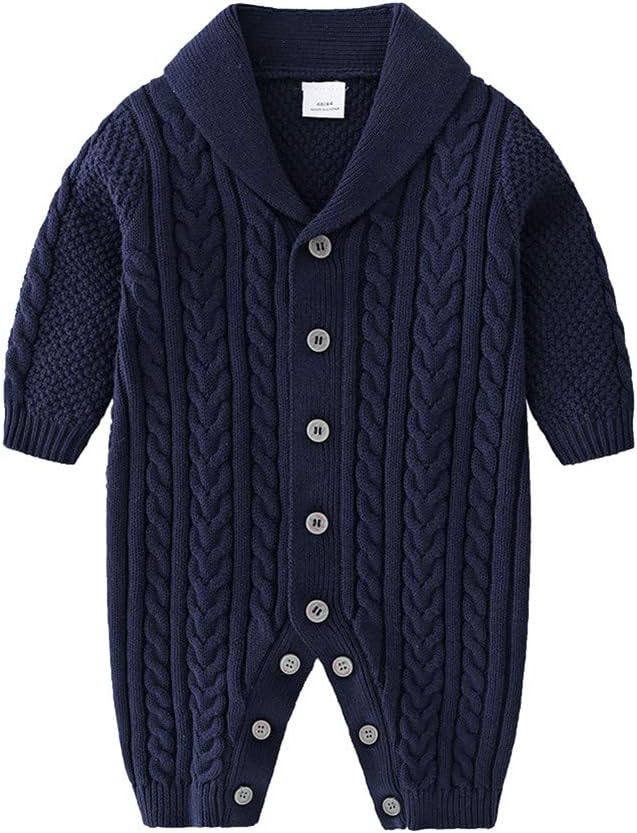 New Born Baby Boy Fall Winter Clothes Cable Knit Sweater Romper Jumpsuit Outfits