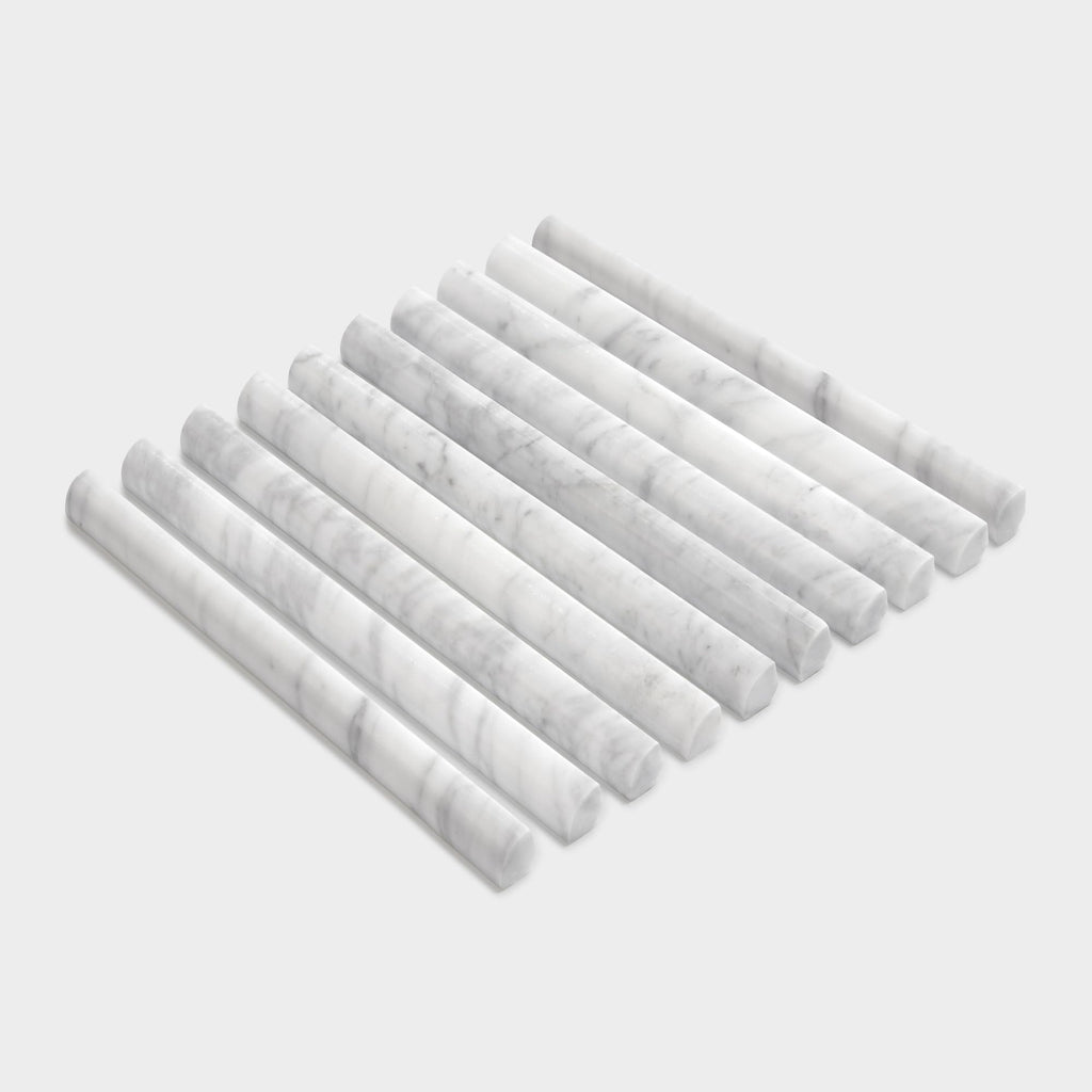 Carrara White Marble Quarter Round Tile, 3/4" x 12" Honed Natural Stone Marble Tile Edge Trim Molding