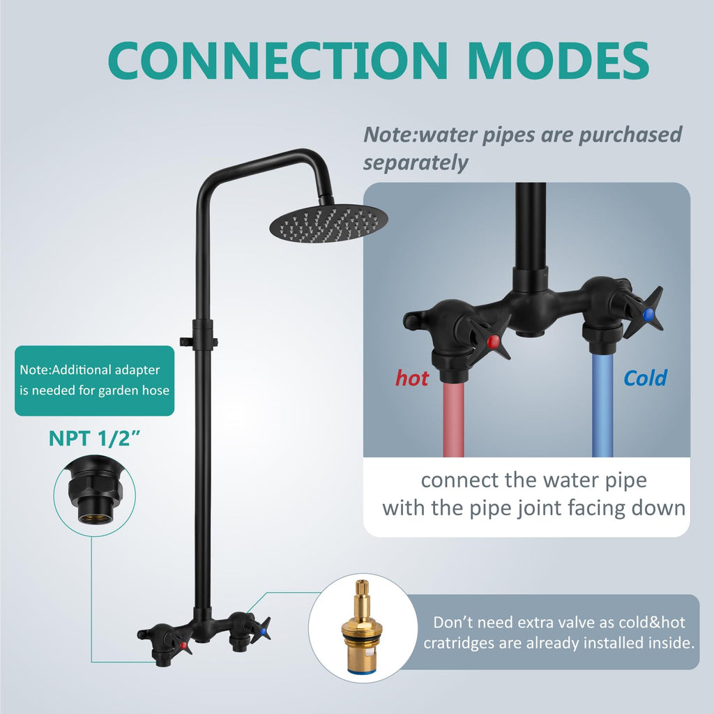 Outdoor Shower Kit 8 Inch Head,Matte Black