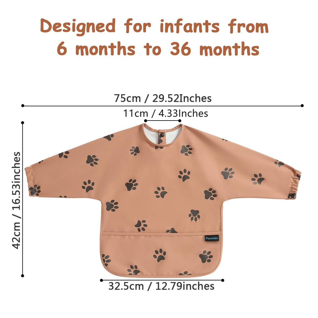 Baby Bib with Long Sleeves Bib & BLW, Machine Washable & Soft and Skin-Friendly Material, Coverall Bibs for Baby