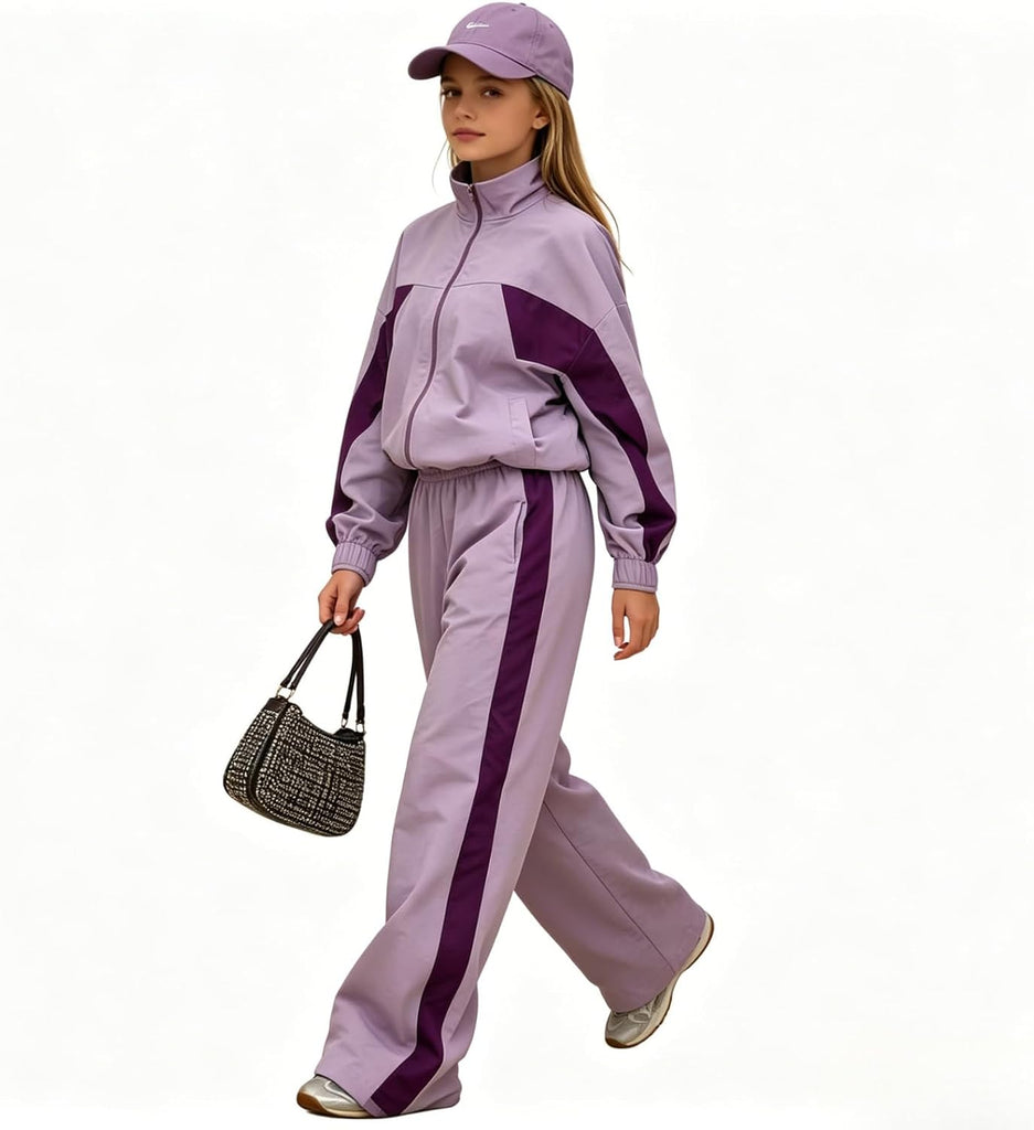 Girls Clothes 2 Piece Zip Up Sweatshirt & Pants Casual Teen Girls Fall Winter Outfit Set