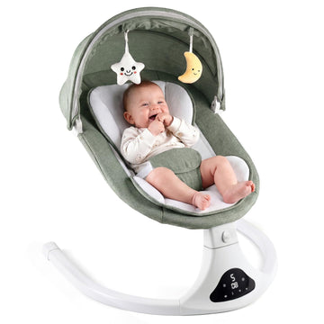 Electric Baby Swing with Remote Control,5 Speeds&Portable&Cozy(0,Green)