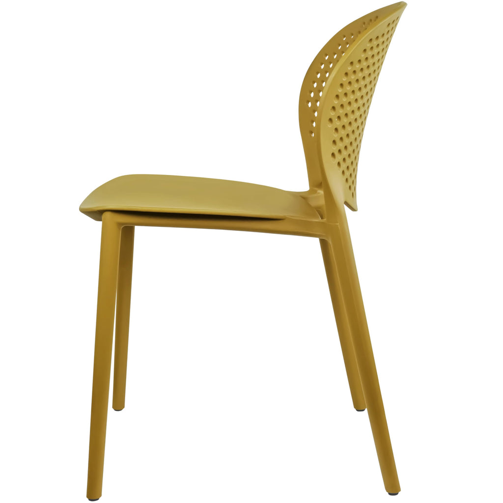 Set of 4 Patio Dining Chairs | Modern Stackable Outdoor Pool Side Chair | Weather Resistant Plastic for Yard, Porch