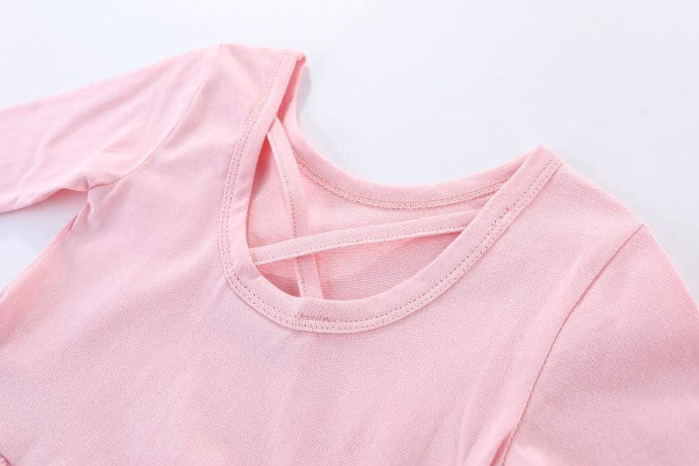 Long Sleeve Plain Swing Dress for Little Girls Backless Cotton