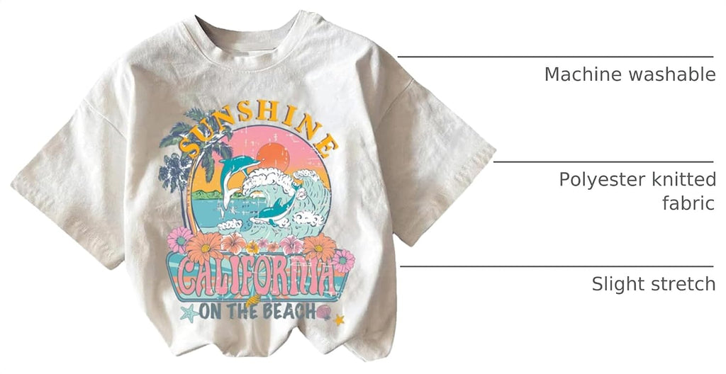 Girl's Graphic Print Tees Summer Cute T Shirts Trendy Tops