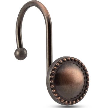 Shower Curtain Hooks, Rust-Resistant Decorative Rings, 12-Pack, Bronze