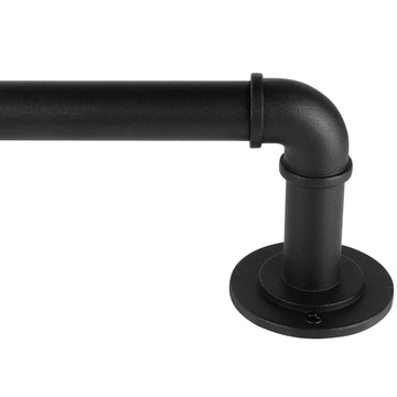 Industrial Curtain Rods, 35 to 75 Inches, 7/8 Inch Diameter, Black