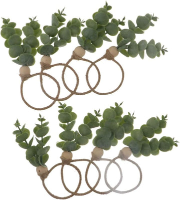 Napkin Rings Set Eucalyptus Leaves Napkin Rings Boho Greenery Napkin Rings Rustic Farmhouse Wooden Napkin - Set of 8
