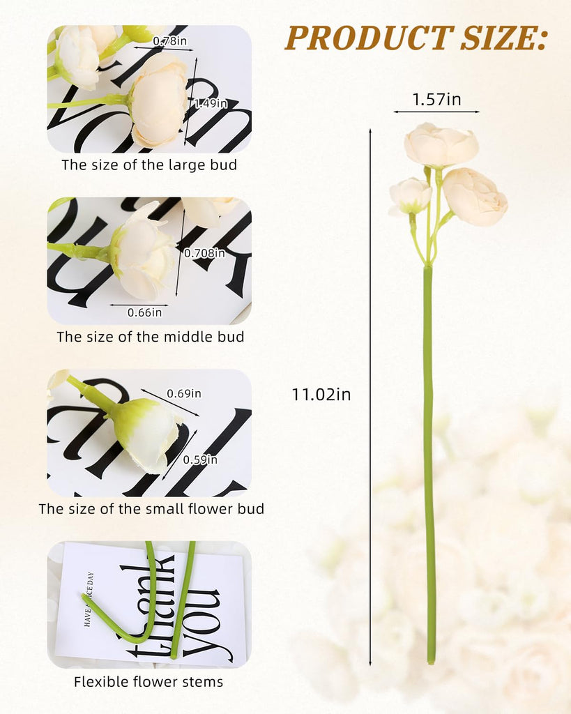 Ranunculus Artificial Flowers 24 Pcs, Fake Peonies Artificial Flowers, Fake Flowers for DIY Bouquet, Centerpieces