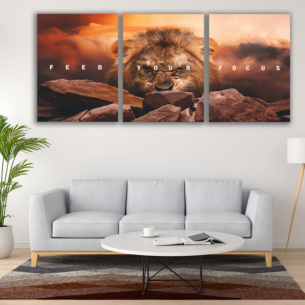 Motivational Wall Art Inspirational Wall Art 3 Pieces Canvas Poster Wall Painting Lion Artwork Bedroom Home Decor