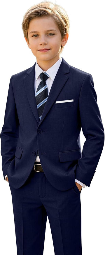 Boys Suit 5 Piece Suits for Kids Tuxedo Suit Set with Shirt Tie