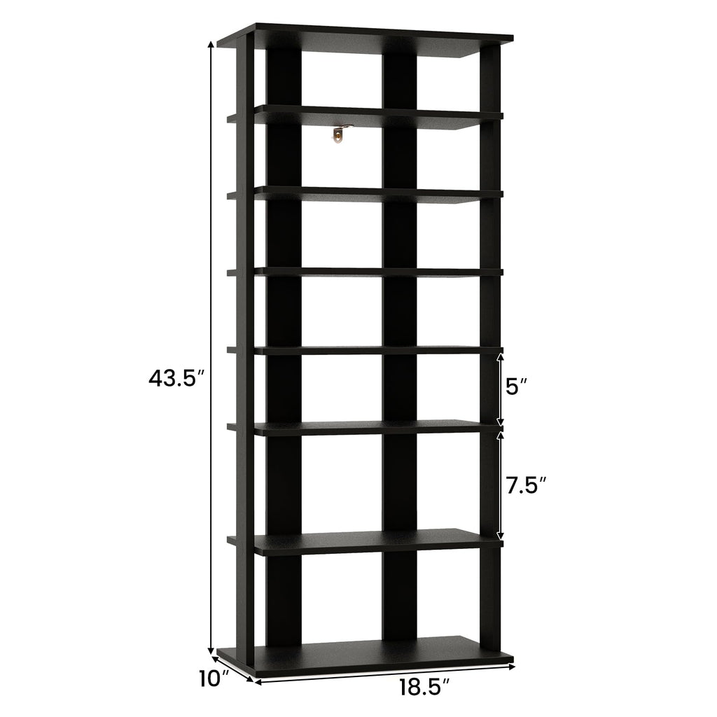 8-Tier Vertical Shoe Rack, Holds 14 Pairs, Black