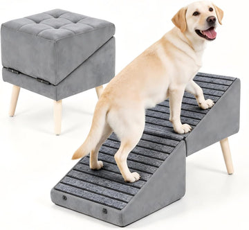 Dog Ramp Ottoman with Storage for Small Dogs, Dog Stairs for Couch
