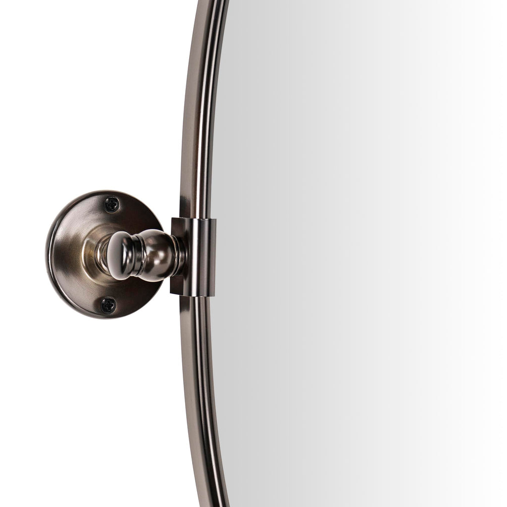 Farmhouse Oil Rubbed Bronze Oval Metal Pivot Bathroom Vanity Mirror Tilting Beveled Vanity Mirrors for Wall, Overall