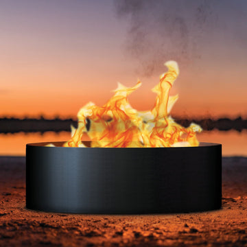 Solid Multi-Piece 3 pc Unpainted 12 in. Tall 30 in. Diameter Outdoor Fire Ring with Fire Poker - 30 x 30 x