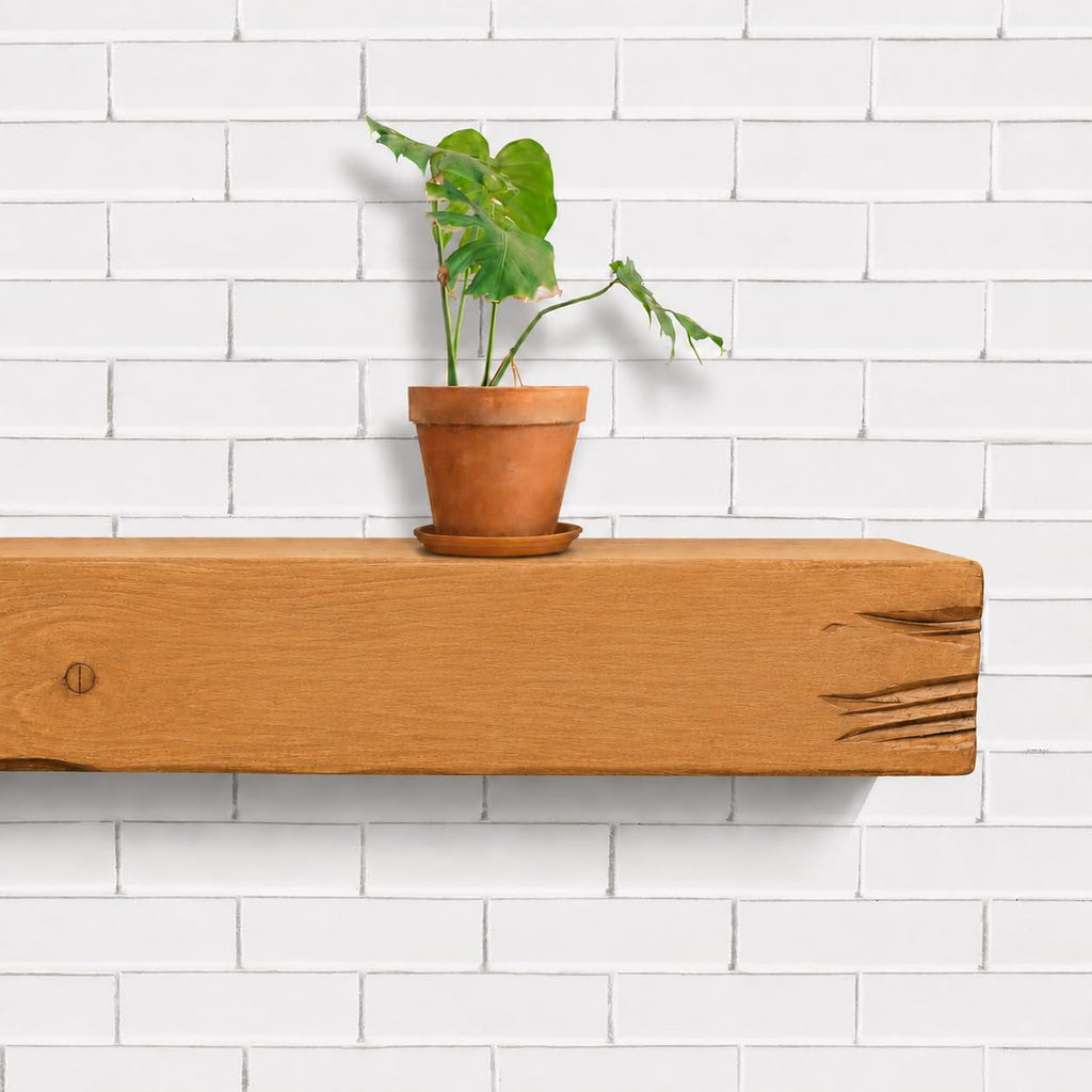 Fireplace Mantel, Distressed, Rustic, Floating Shelf, Modern, Real Wood. (60Lx6Hx8D, Brown)