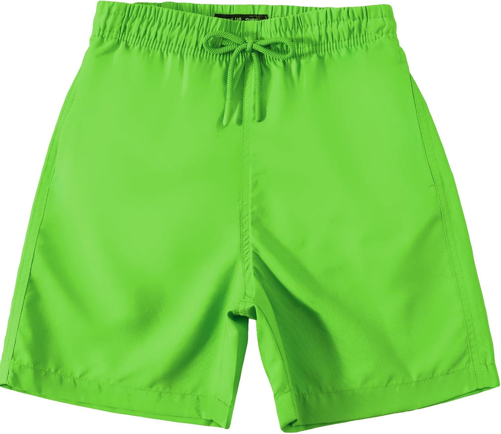 2 Pack Boys Swim Trunks, High-Visibility Safety Colors and American Flag, Quick Dry Kids Shorts