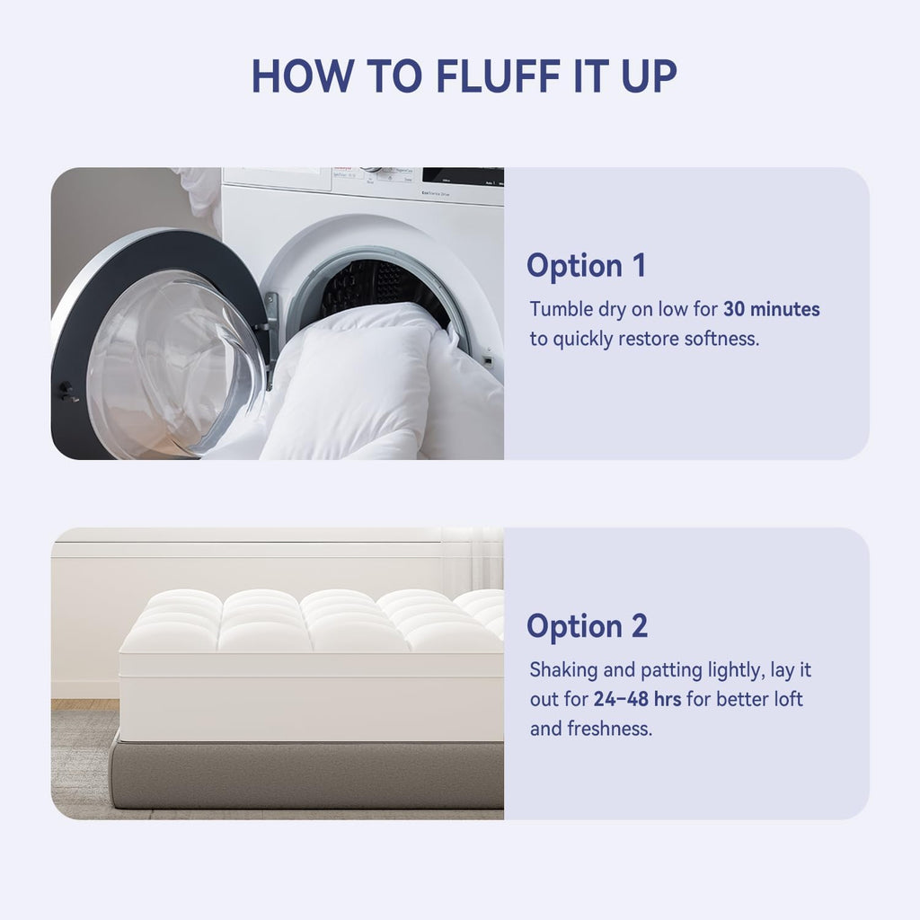 Full Mattress Topper, Extra Thick Pillow Top Mattress Pad Cover | Plush soft breathable bed topper for back pain