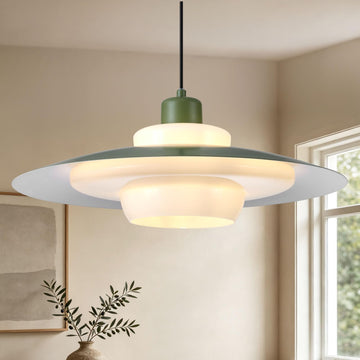 Milk Glass Pendant Light 19" Modern Nordic Metal Chandelier