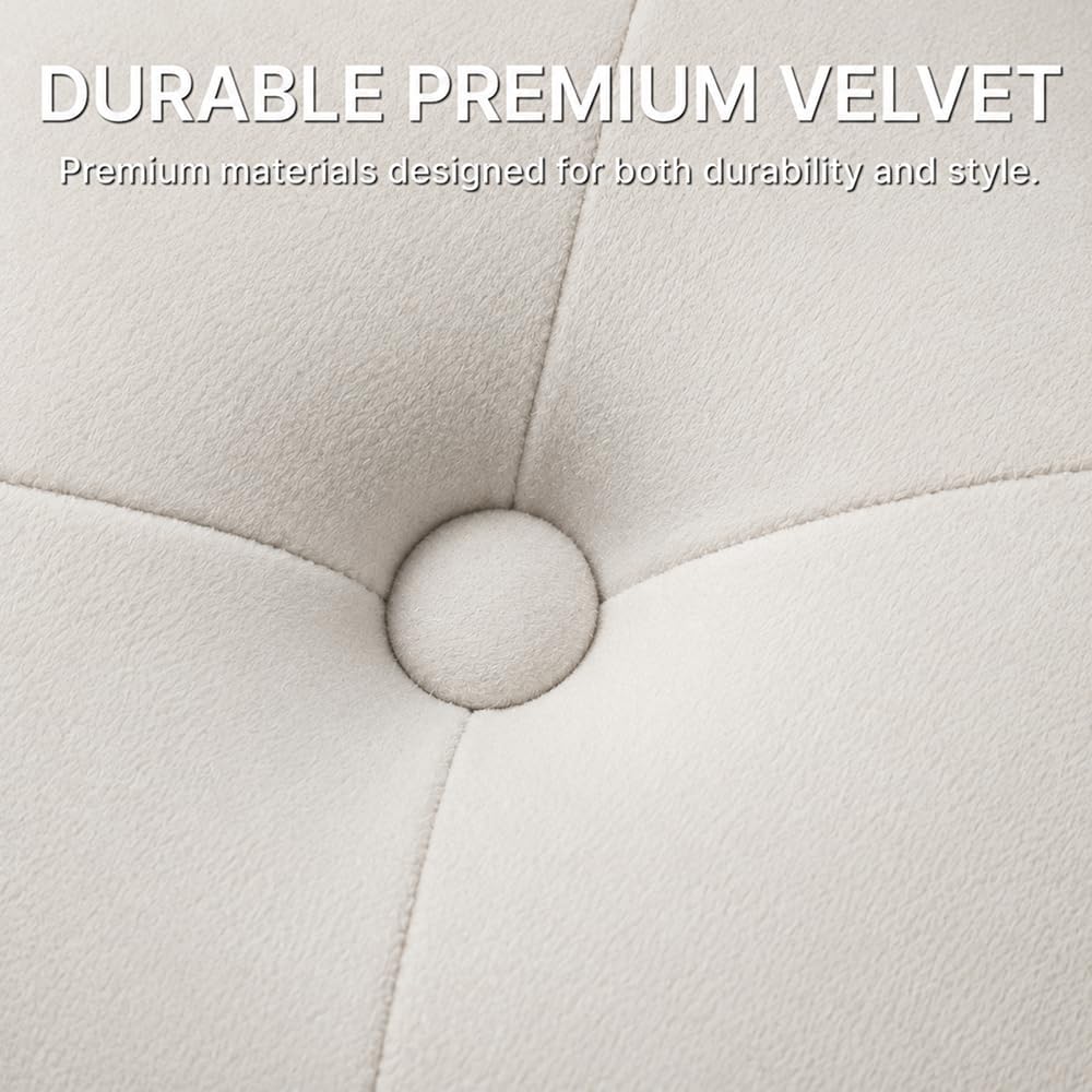 Oval Storage Ottoman with Button-Tufted Diamond Stitch, Upholstered Storage Bench with Lift Top, Multifunctional