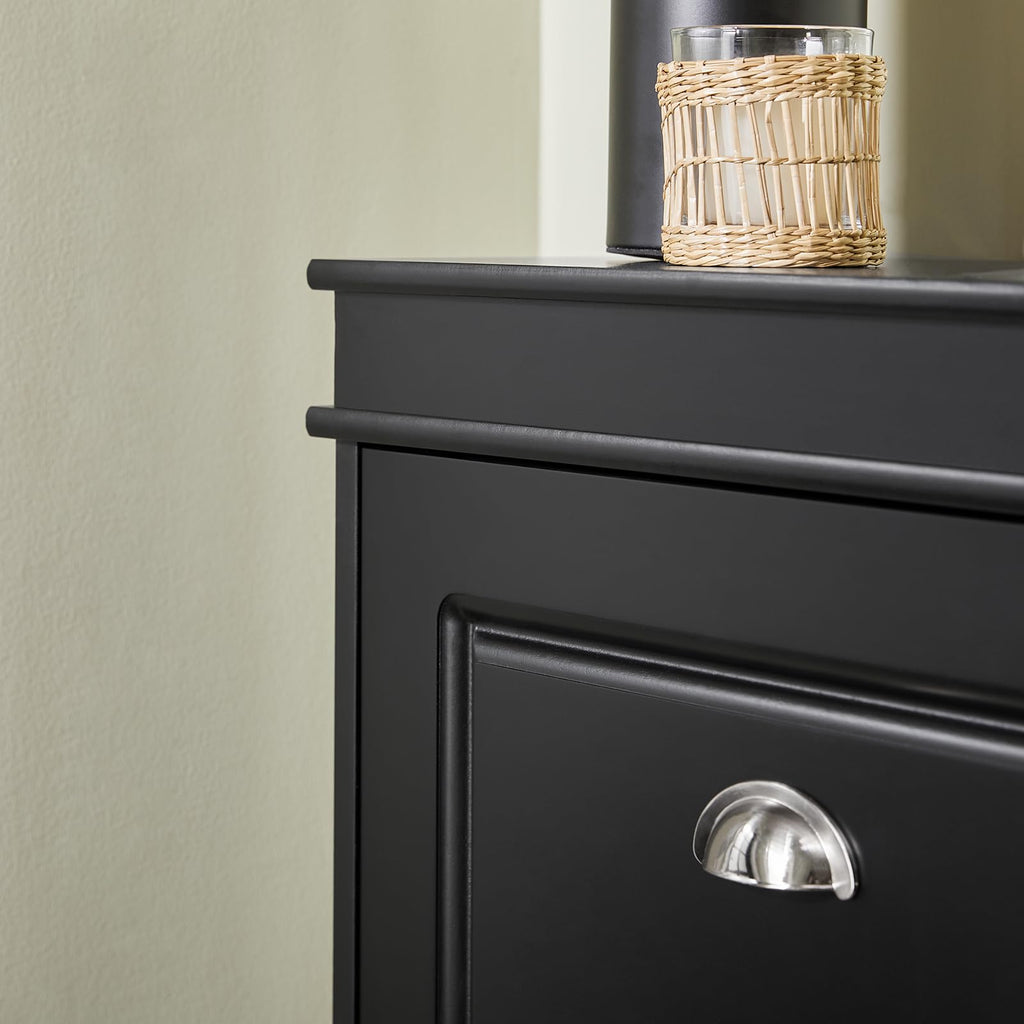 Black Shoe Cabinet with 3 Flip Drawers, Narrow Freestanding Shoe Rack Entryway, Hidden Slim Shoe Rack with Drawer