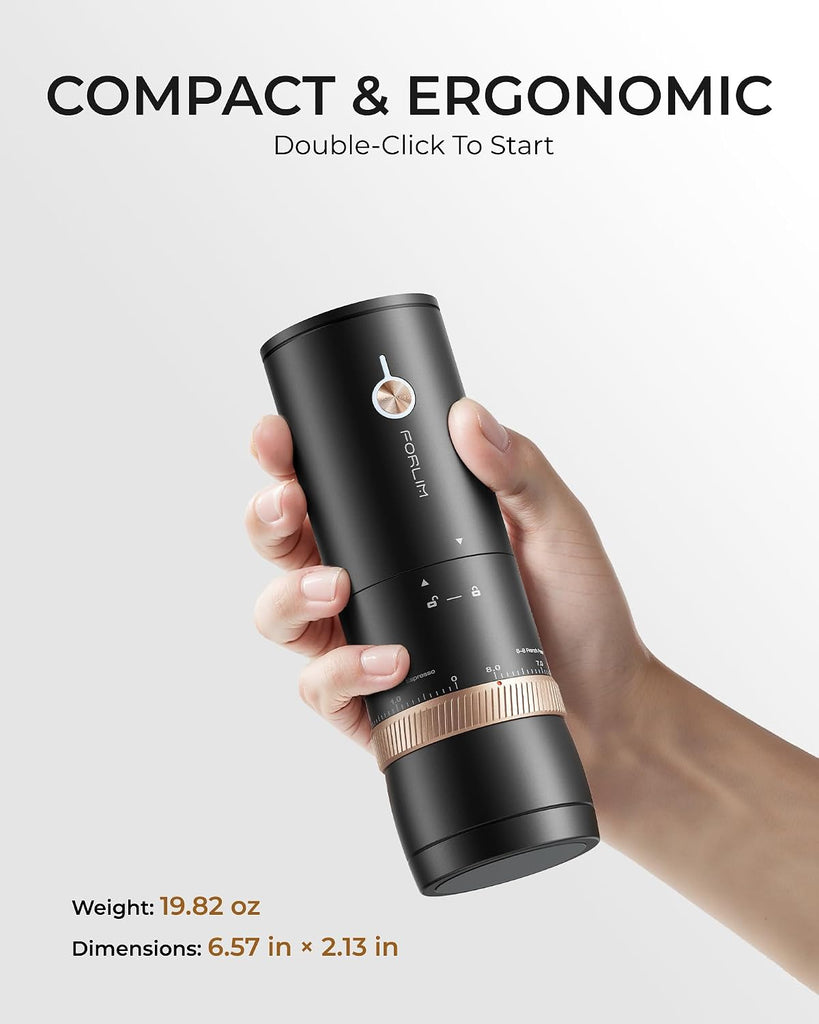 Portable Burr Coffee Grinder, 80 Precision Settings, Single-Dose | USB-C Rechargeable, Stainless Steel Conical Burrs