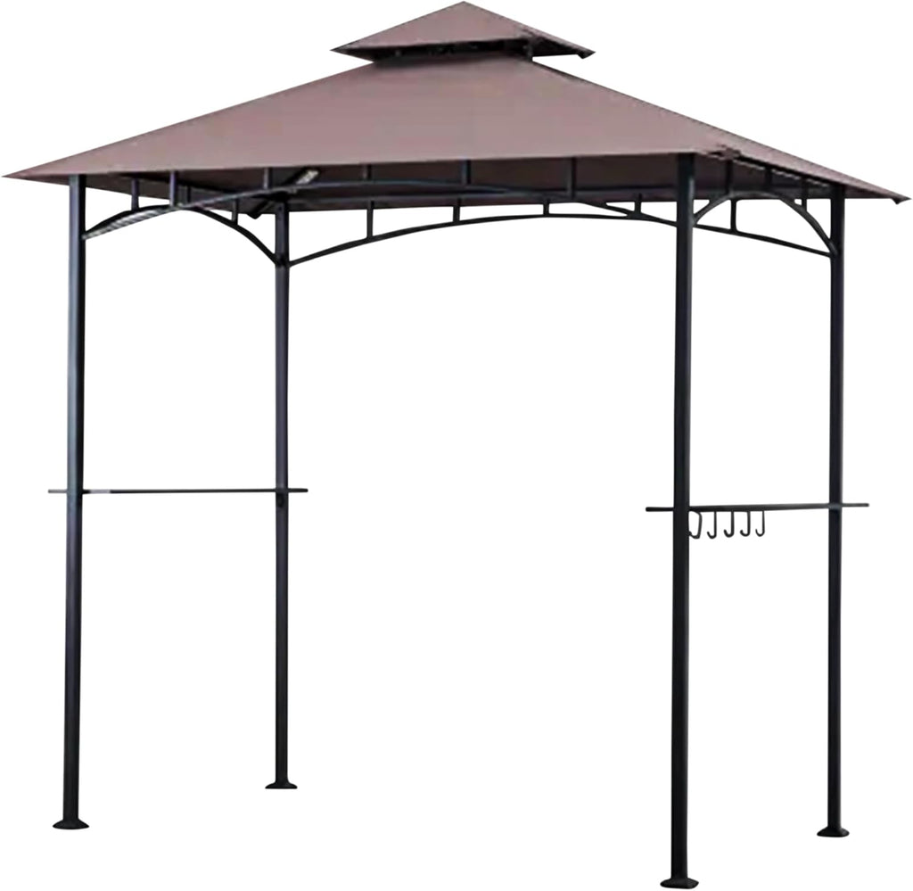 Four Seasons Courtyard BBQ Grill Gazebo with LED Lights, 2 Glass Shelves
