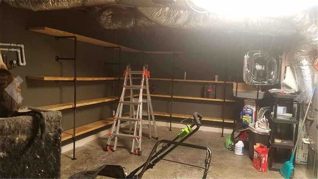Industrial Wall Mount Iron Pipe Shelf Bracket, Retro DIY Open Bookshelf, Storage Shelves, Ceiling hung Shelves Kitchen